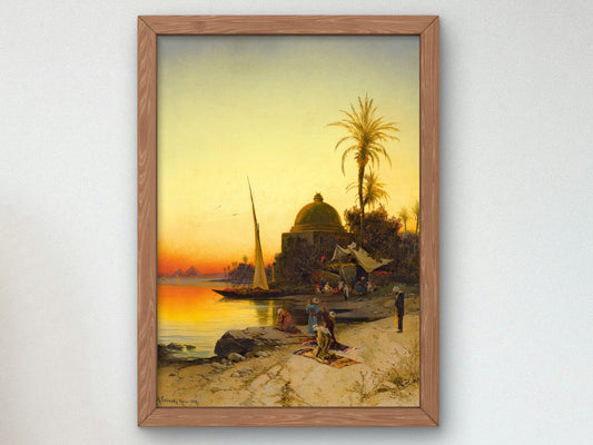 On the Banks of the Nile by Hermann David Salomon Corrodi 1879, Wall Art Print, Fine Art Reproduction, Museum Quality Decor, Poster