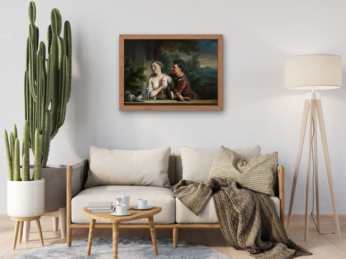 A Man Trying to Embrace a Woman by Carel de Moor, Wall Art Print, Fine Art Reproduction, Museum Quality Decor, Poster