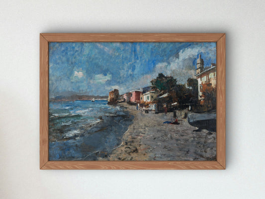 La spiaggia di Alassio by Emilio Gola 1918, Wall Art Print, Fine Art Reproduction, Museum Quality Decor, Poster
