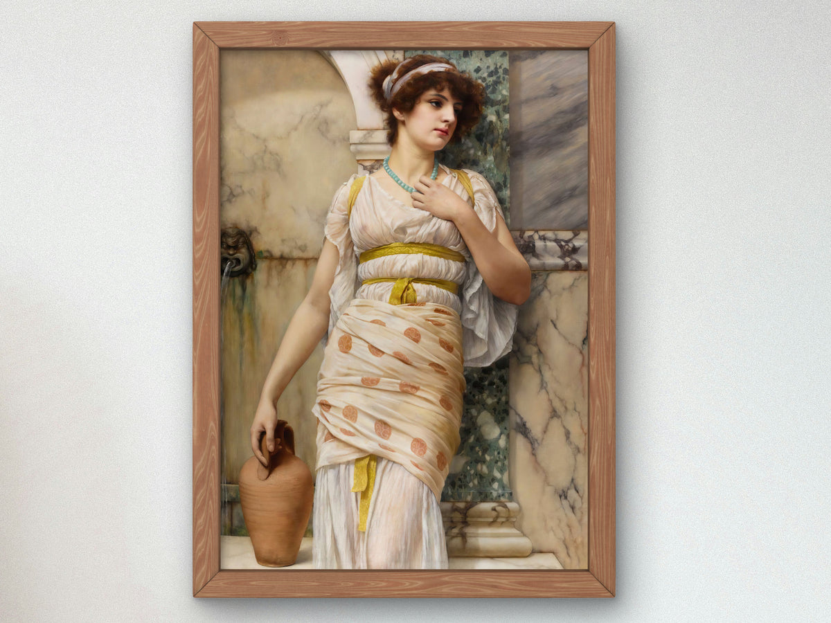 At the Fountain by John William Godward 1893, Wall Art Print, Fine Art Reproduction, Museum Quality Decor, Poster