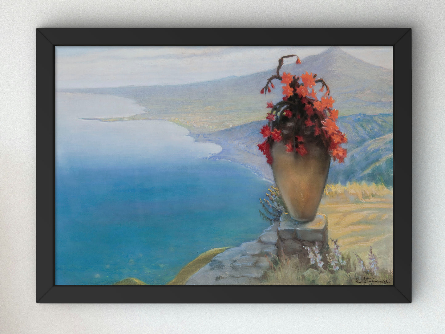 View of Taormina by Kazimierz Stabrowski 1901, Wall Art Print, Fine Art Reproduction, Museum Quality Decor, Poster