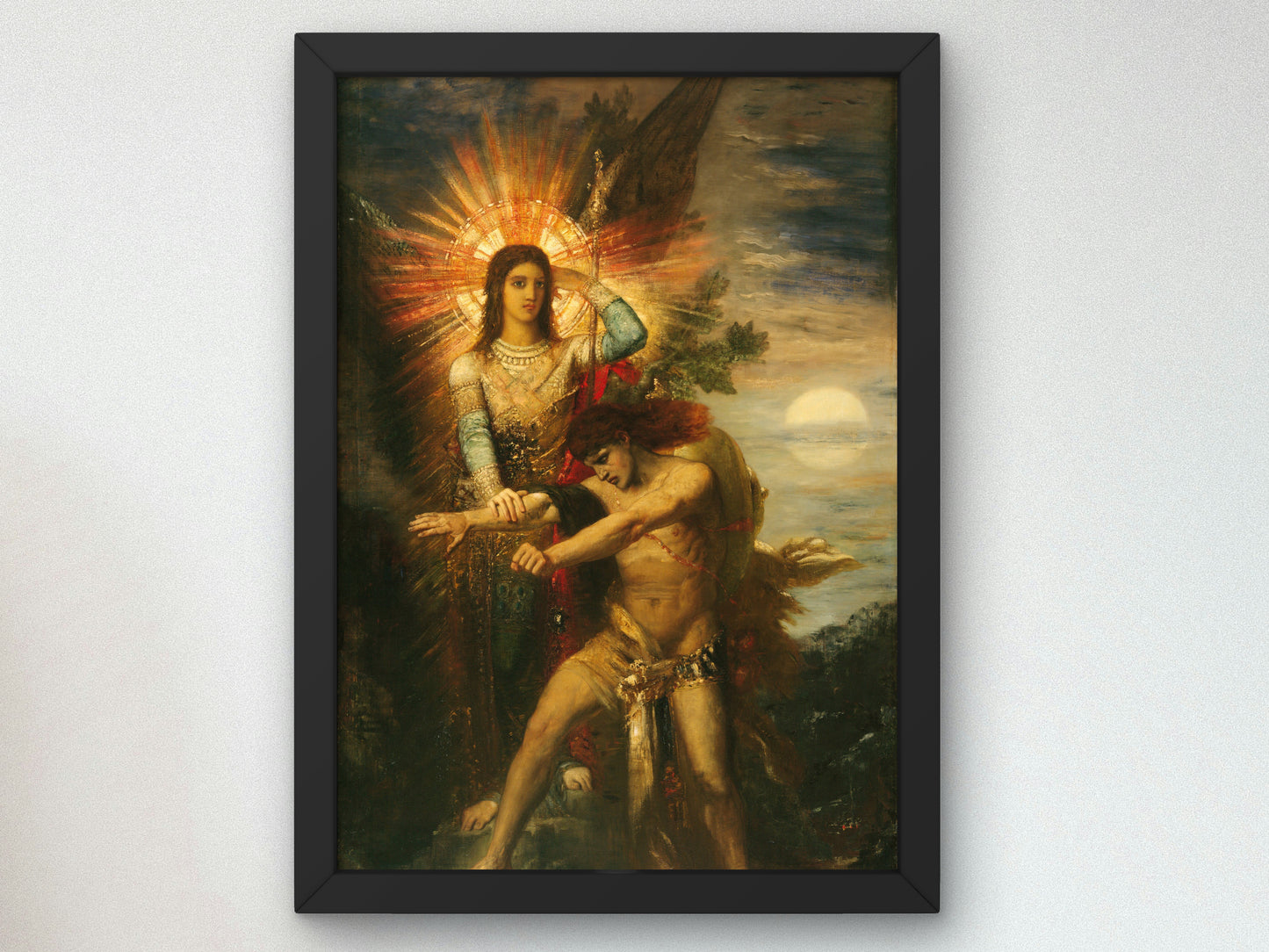 Jacob and the Angel by Gustave Moreau 1874, Wall Art Print, Fine Art Reproduction, Museum Quality Decor, Poster