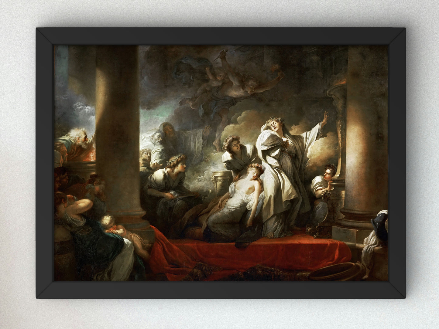 Coresus Sacrificing Himself to Save Callirhoe by Jean Honoré Fragonard 1765, Wall Art Print, Fine Art Reproduction, Museum Quality Decor
