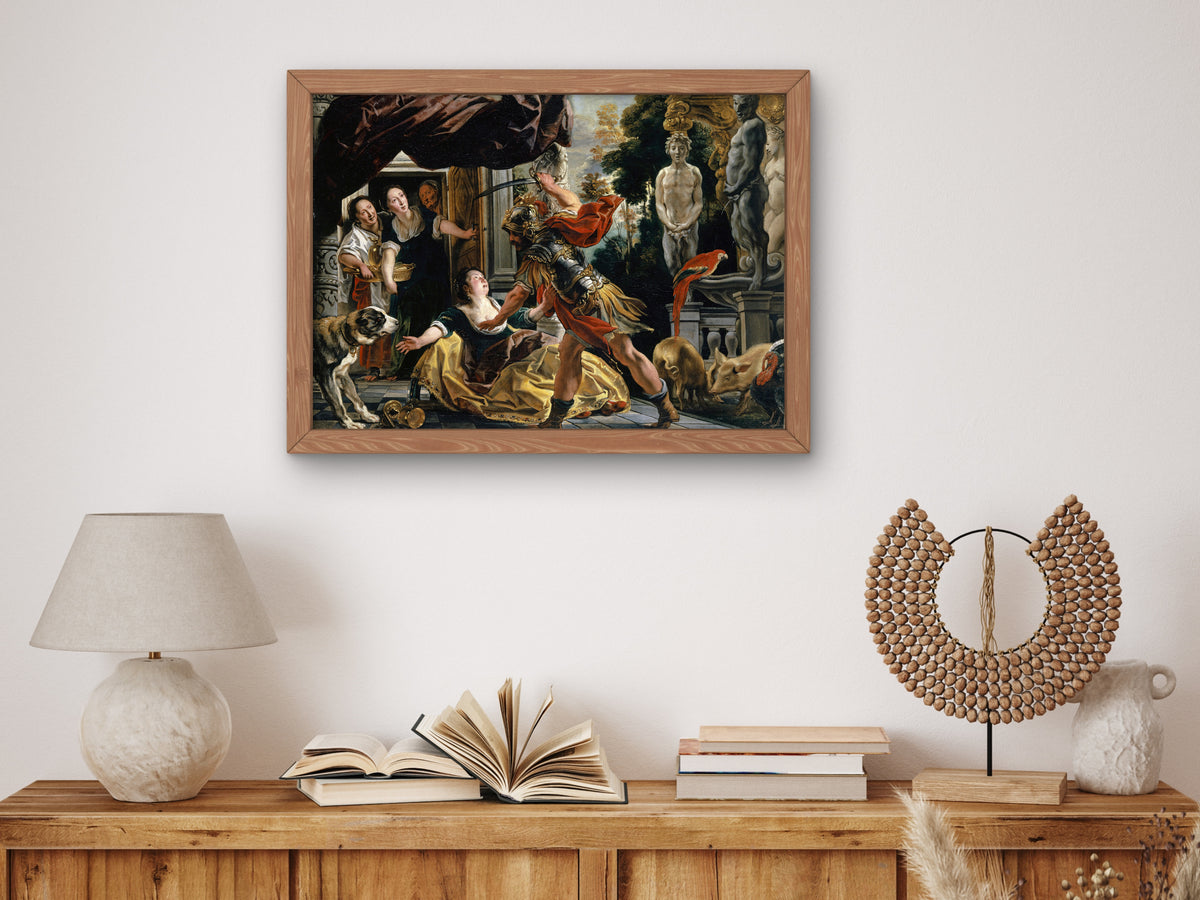 Ulysses Threatening Circe by Jacob Jordaens 1630, Wall Art Print, Fine Art Reproduction, Museum Quality Decor, Poster