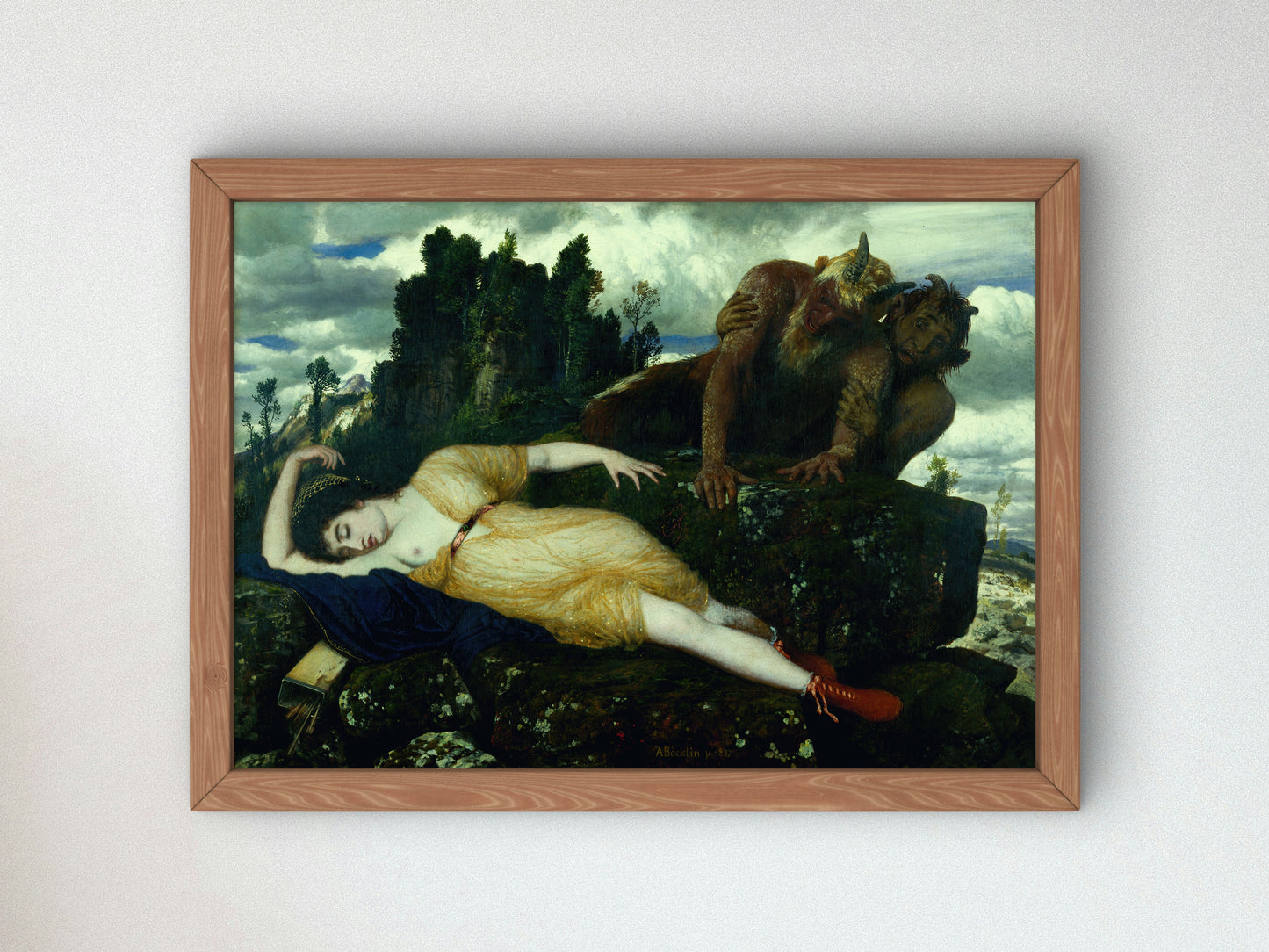 Sleeping Diana Watched by Two Fauns by Arnold Böcklin 1877, Wall Art Print, Fine Art Reproduction, Museum Quality Decor, Poster