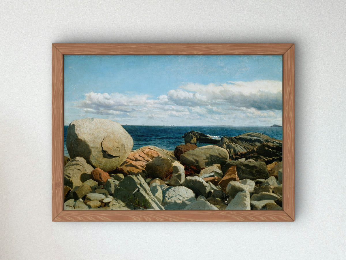 Coastal Rocks, Nahant by William Bradford, Wall Art Print, Fine Art Reproduction, Museum Quality Decor, Poster