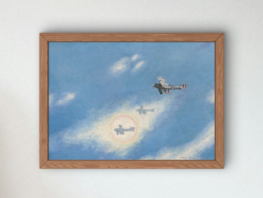 Wing Commander Norman Macmillan Flying Above Cloud Level by Charles Pears, Wall Art Print, Fine Art Reproduction, Museum Quality Decor