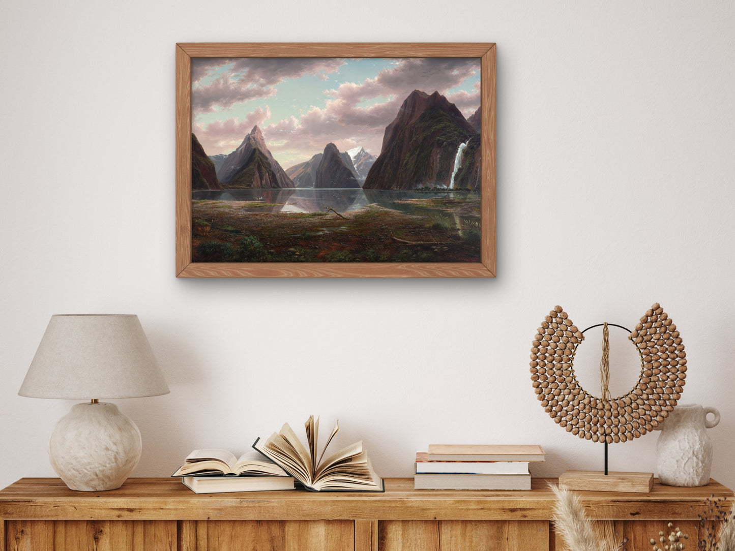 Milford Sound New Zealand by Eugène von Guérard 1877, Wall Art Print, Fine Art Reproduction, Museum Quality Decor, Poster