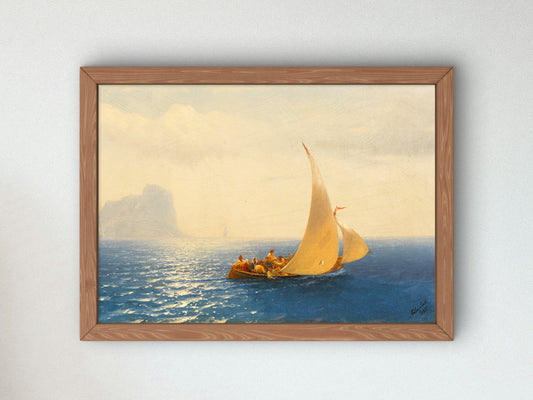 Sailing Boat off the Coast of Capri by Ivan Aivazovsky 1855, Wall Art Print, Fine Art Reproduction, Museum Quality Decor, Poster