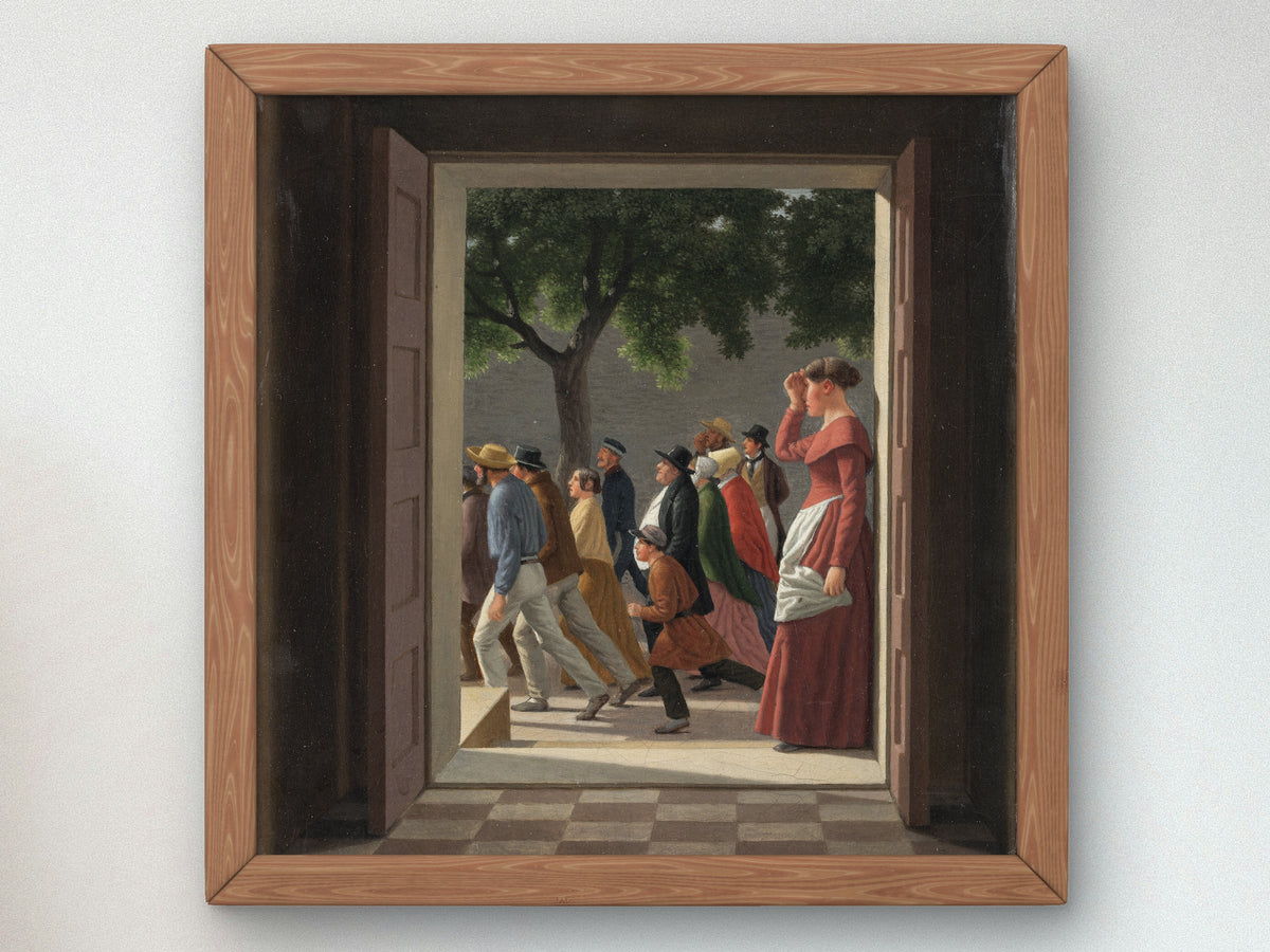 View through a Door to Running Figures by Christoffer Wilhelm Eckersberg 1844, Wall Art Print, Fine Art Reproduction, Museum Quality Decor