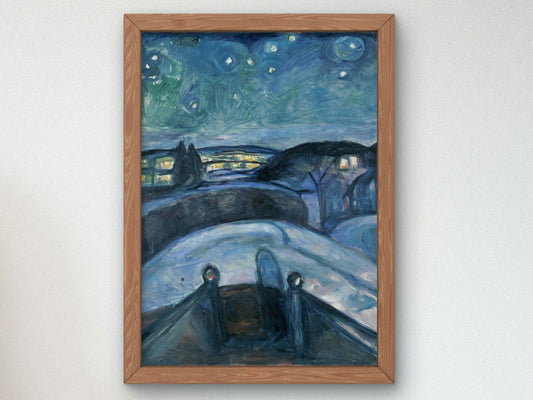 Starry Night by Edvard Munch 1922, Wall Art Print, Fine Art Reproduction, Museum Quality Decor, Poster