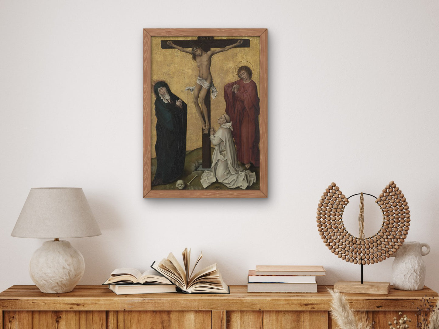 The Crucifixion with a Carthusian Monk by Rogier van der Weyden 1460, Wall Art Print, Fine Art Reproduction, Museum Quality Decor, Poster