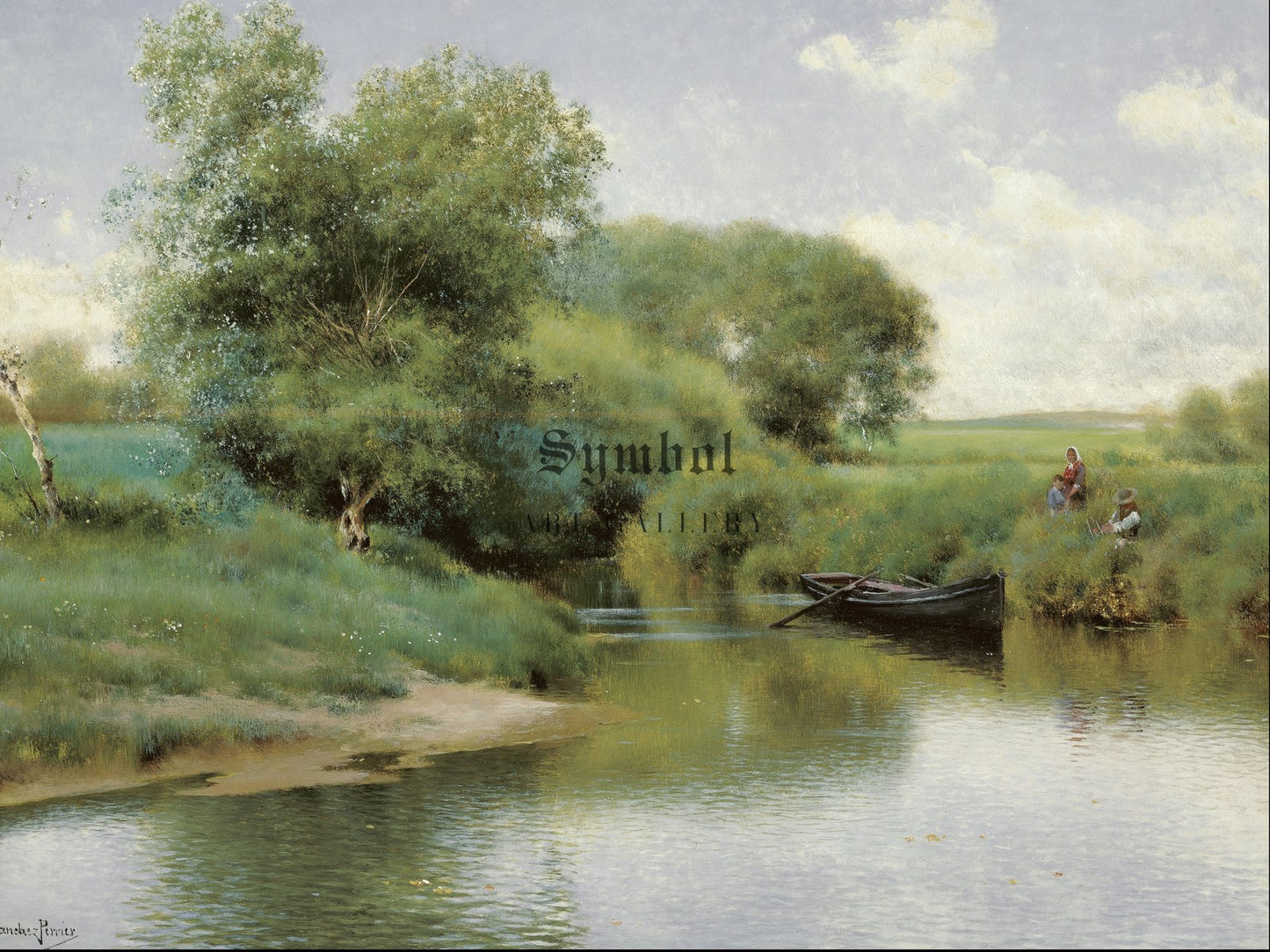 Boating on the River by Emilio Sánchez Perrier 1890, Wall Art Print, Fine Art Reproduction, Museum Quality Decor, Poster