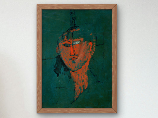 Red Head by Amedeo Modigliani 1915, Wall Art Print, Fine Art Reproduction, Museum Quality Decor, Poster
