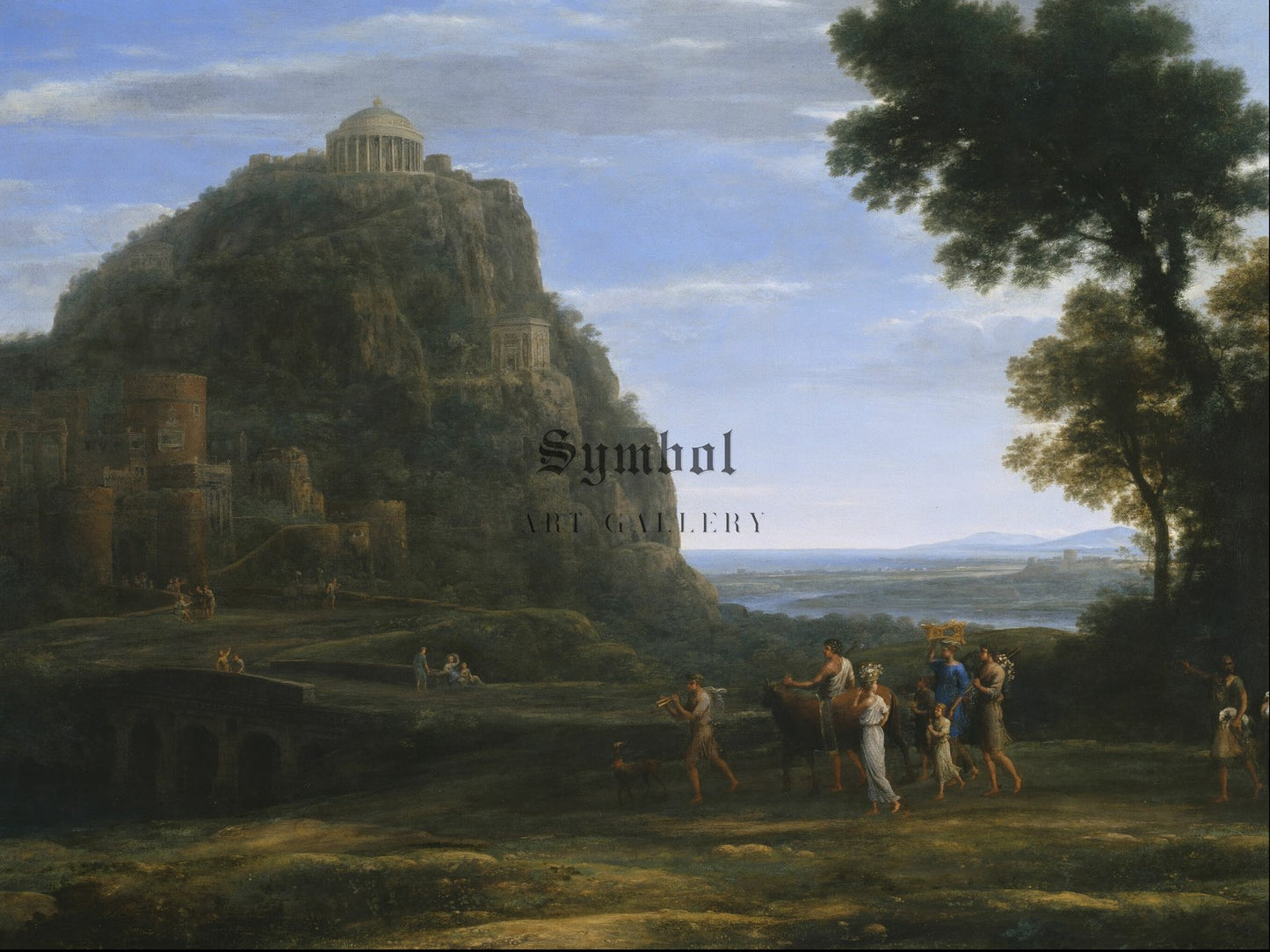 View of Delphi with a Procession by Claude Lorrain 1673, Wall Art Print, Fine Art Reproduction, Museum Quality Decor, Poster