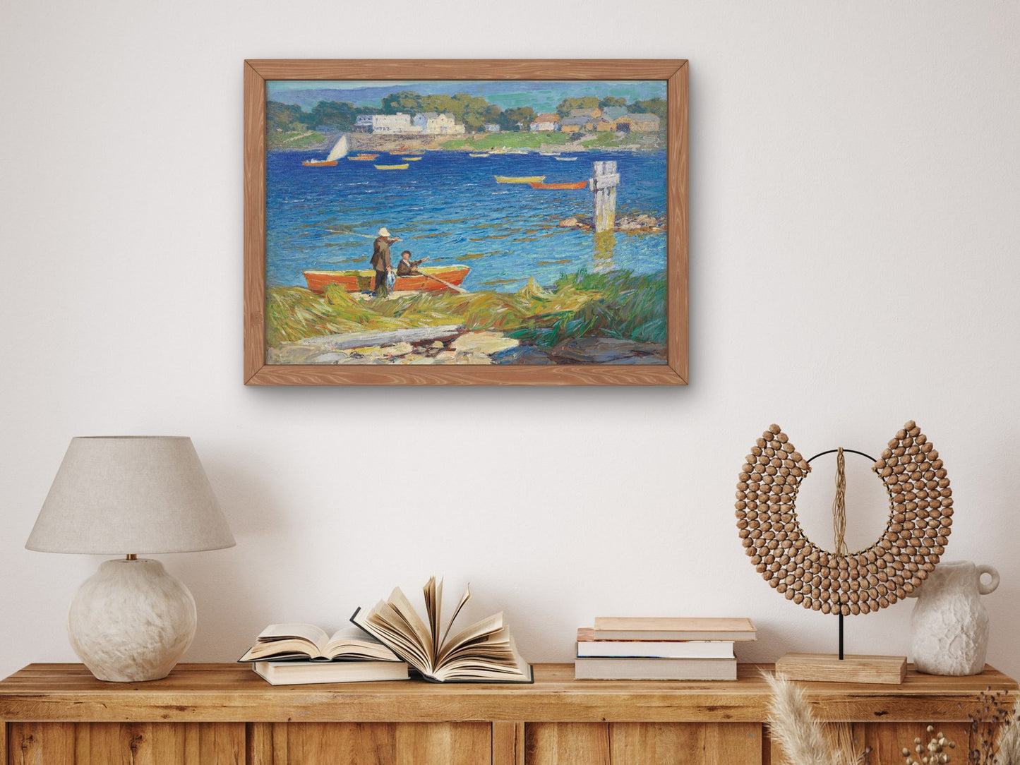A Days Fishing by Edward Henry Potthast 1923, Wall Art Print, Fine Art Reproduction, Museum Quality Decor, Poster