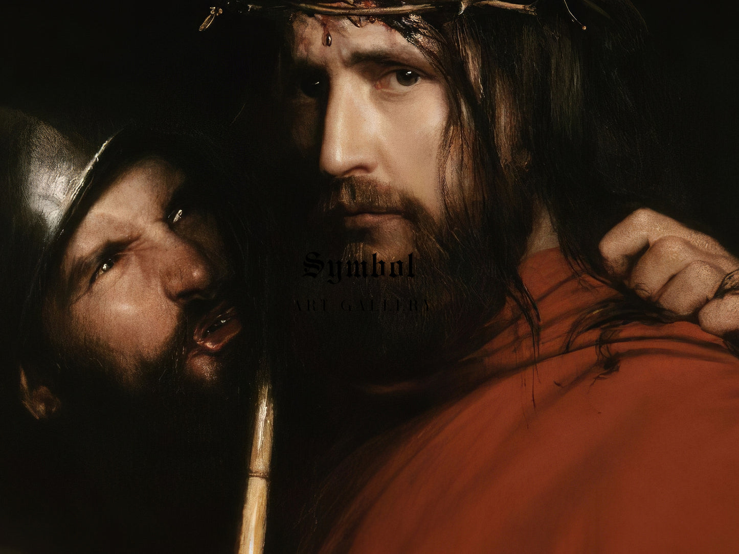 Christ with Mocking Soldier by Carl Bloch 1873, Wall Art Print, Fine Art Reproduction, Museum Quality Decor, Poster