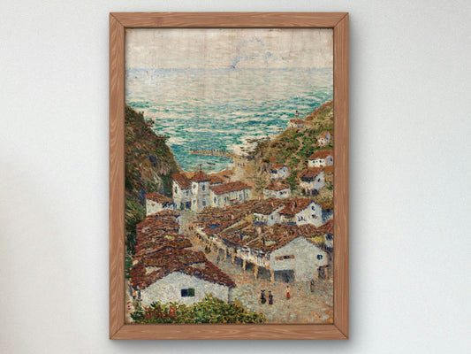Village on the Cantabrian Coast by Darío de Regoyos 1892, Wall Art Print, Fine Art Reproduction, Museum Quality Decor, Poster