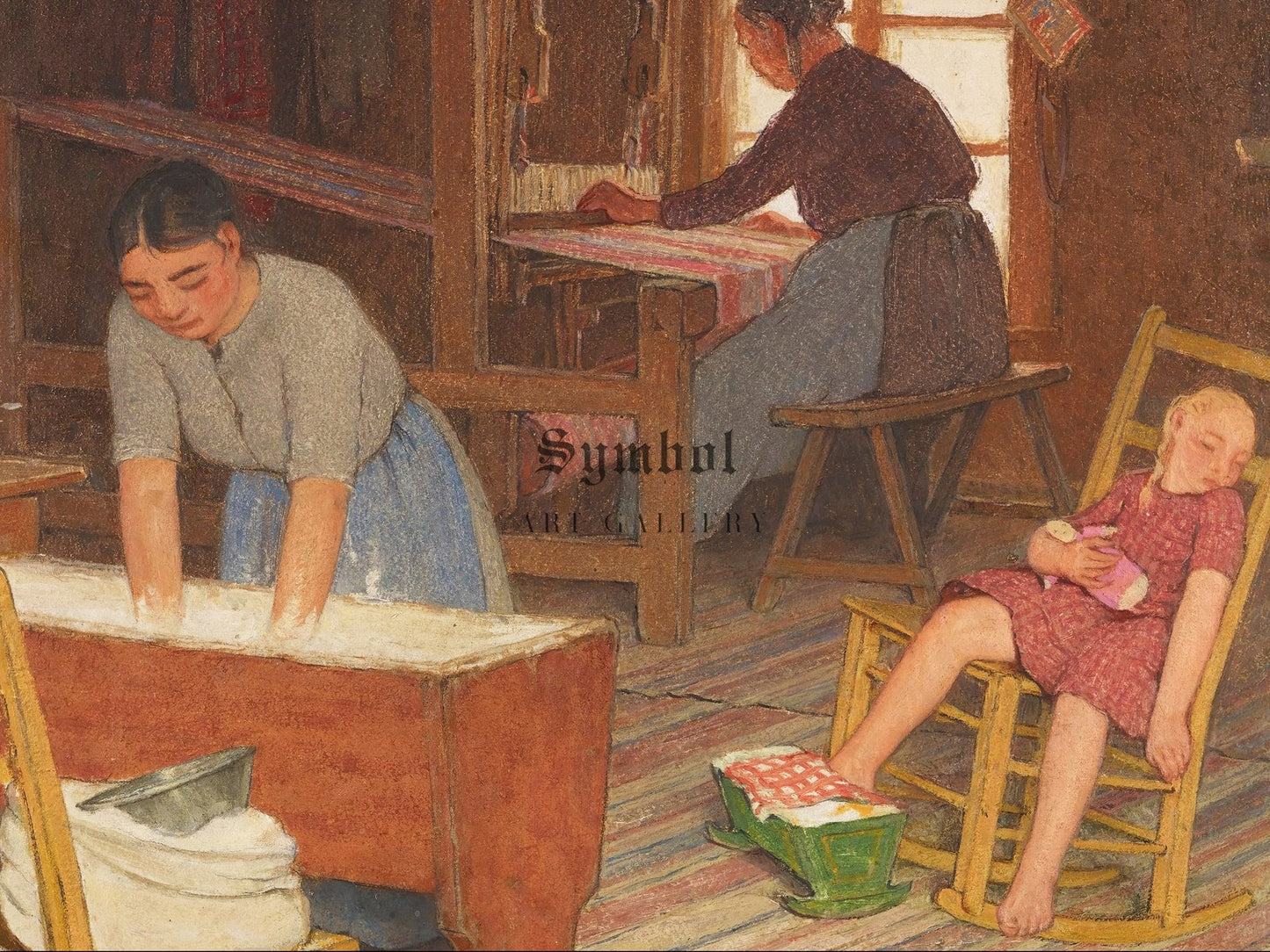 Baking and Weaving by Clarence Gagnon 1928, Wall Art Print, Fine Art Reproduction, Museum Quality Decor, Poster