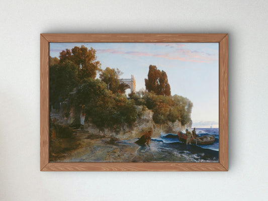 Castle by the Sea by Arnold Böcklin 1859, Wall Art Print, Fine Art Reproduction, Museum Quality Decor, Poster