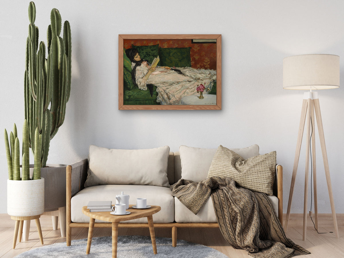 Woman Reading by Rupert Bunny, Wall Art Print, Fine Art Reproduction, Museum Quality Decor, Poster