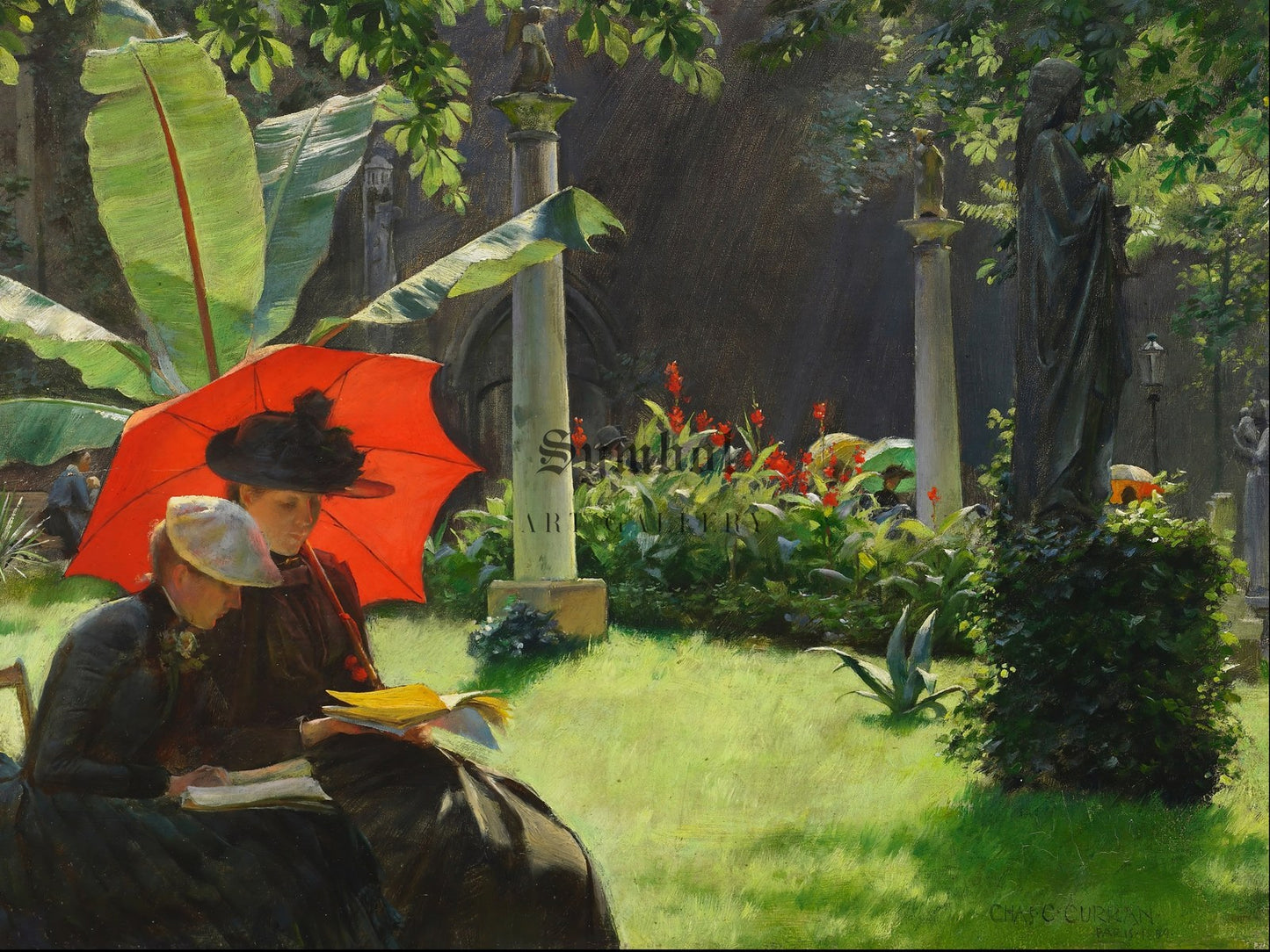 Afternoon in the Cluny Garden Paris by Charles Courtney Curran 1889, Wall Art Print, Fine Art Reproduction, Museum Quality Decor, Poster
