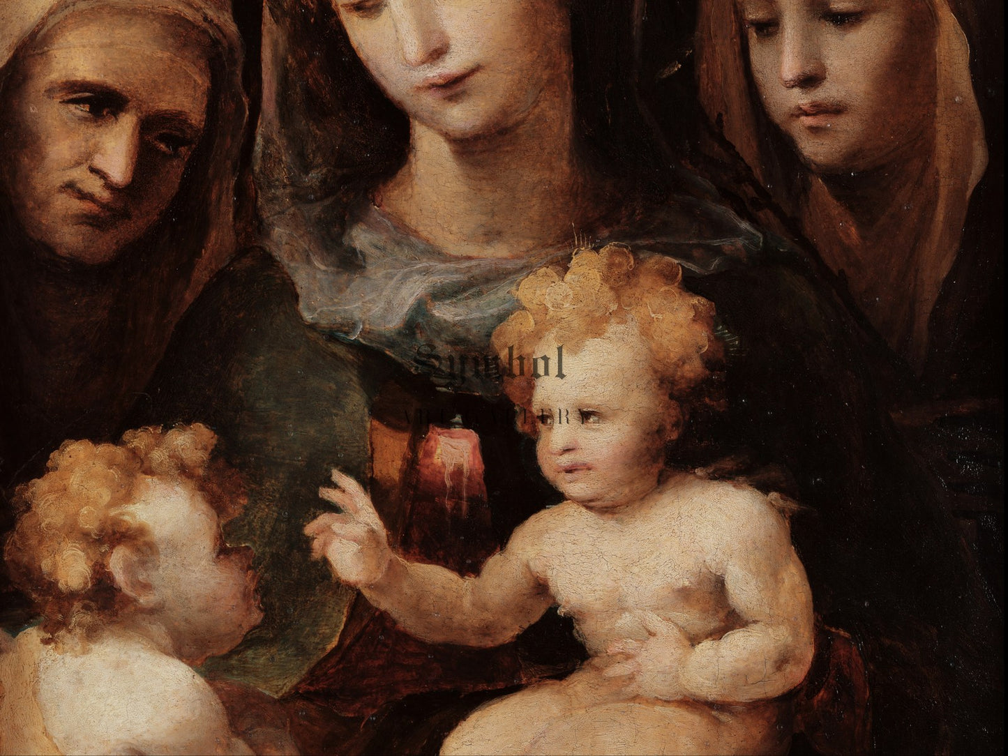 Madonna with Child and Saints John the Baptist Elizabeth and Catherine of Siena by Domenico Beccafumi 1550, Wall Art Print