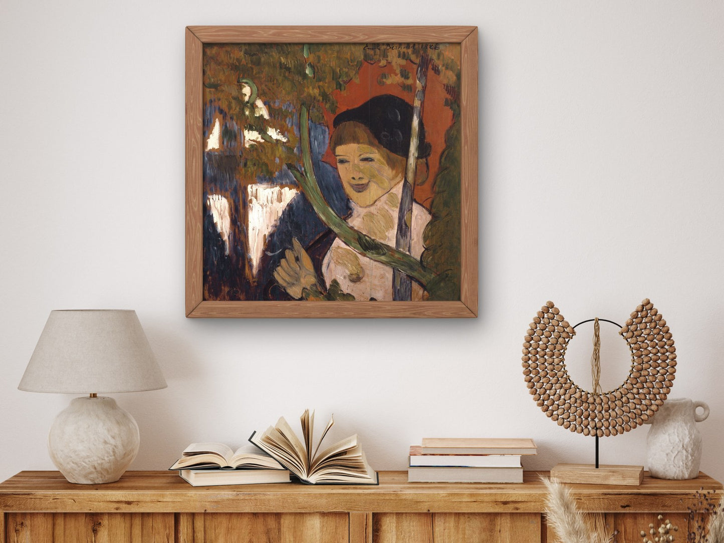 Breton Girl with a Red Umbrella by Émile Bernard 1888, Wall Art Print, Fine Art Reproduction, Museum Quality Decor, Poster