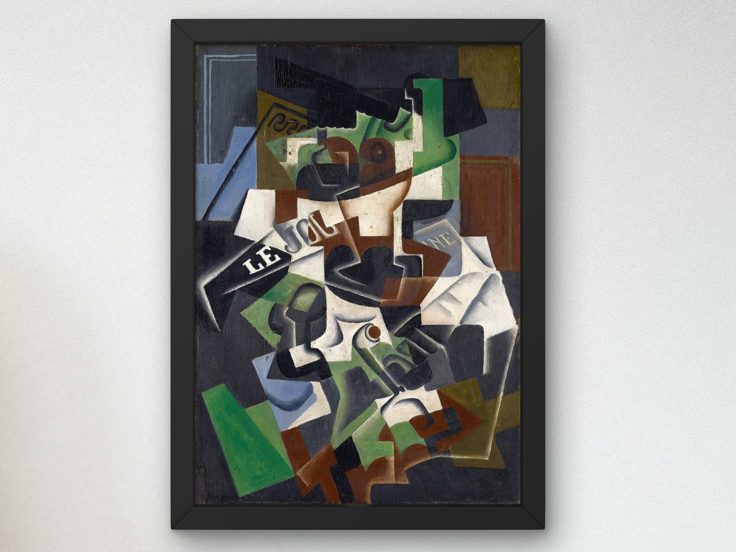 Fruit Bowl, Pipe and Newspaper by Juan Gris 1917, Wall Art Print, Fine Art Reproduction, Museum Quality Decor, Poster