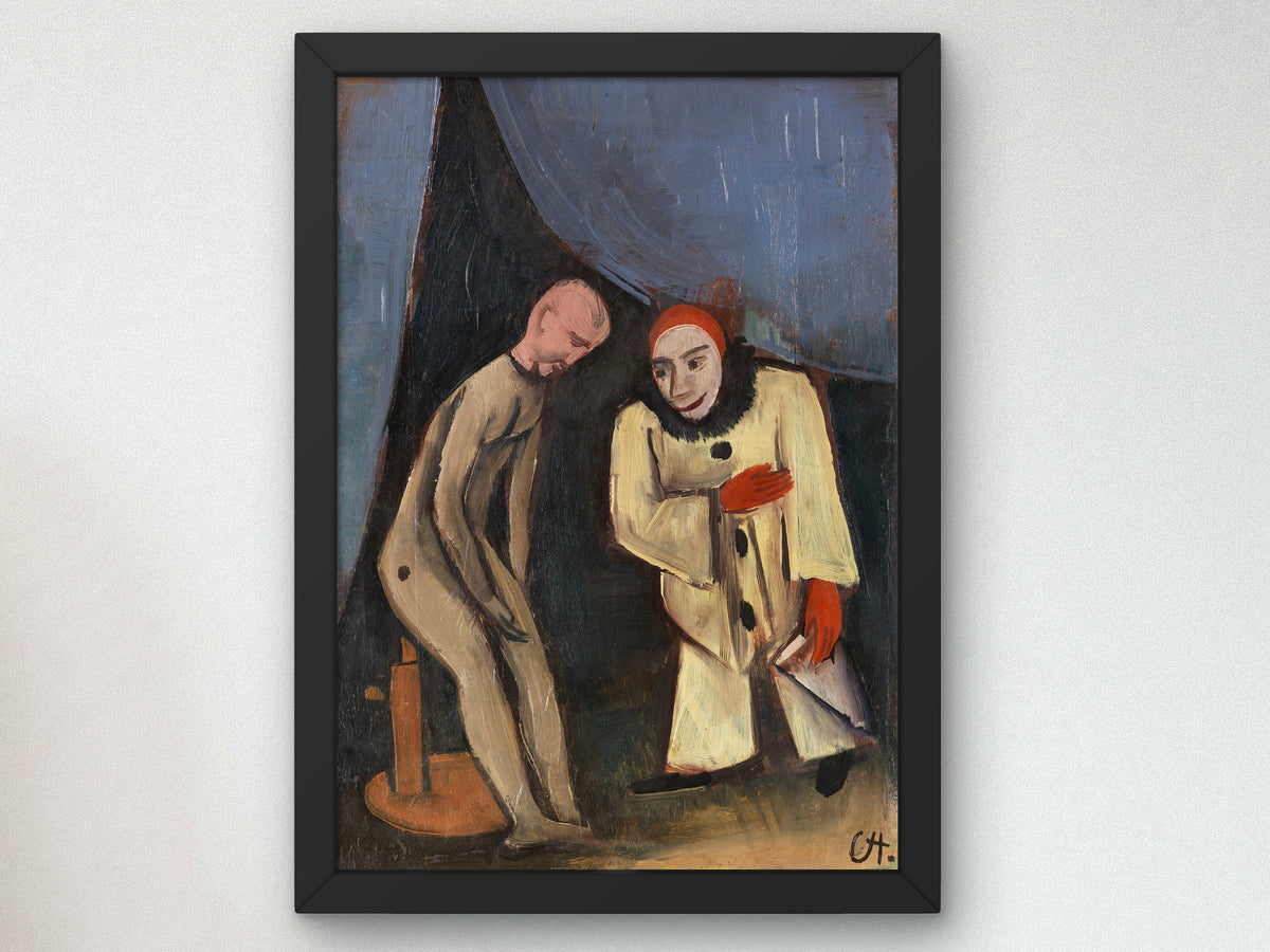 Clown and Doll by Karl Hofer 1924, Wall Art Print, Fine Art Reproduction, Museum Quality Decor, Poster