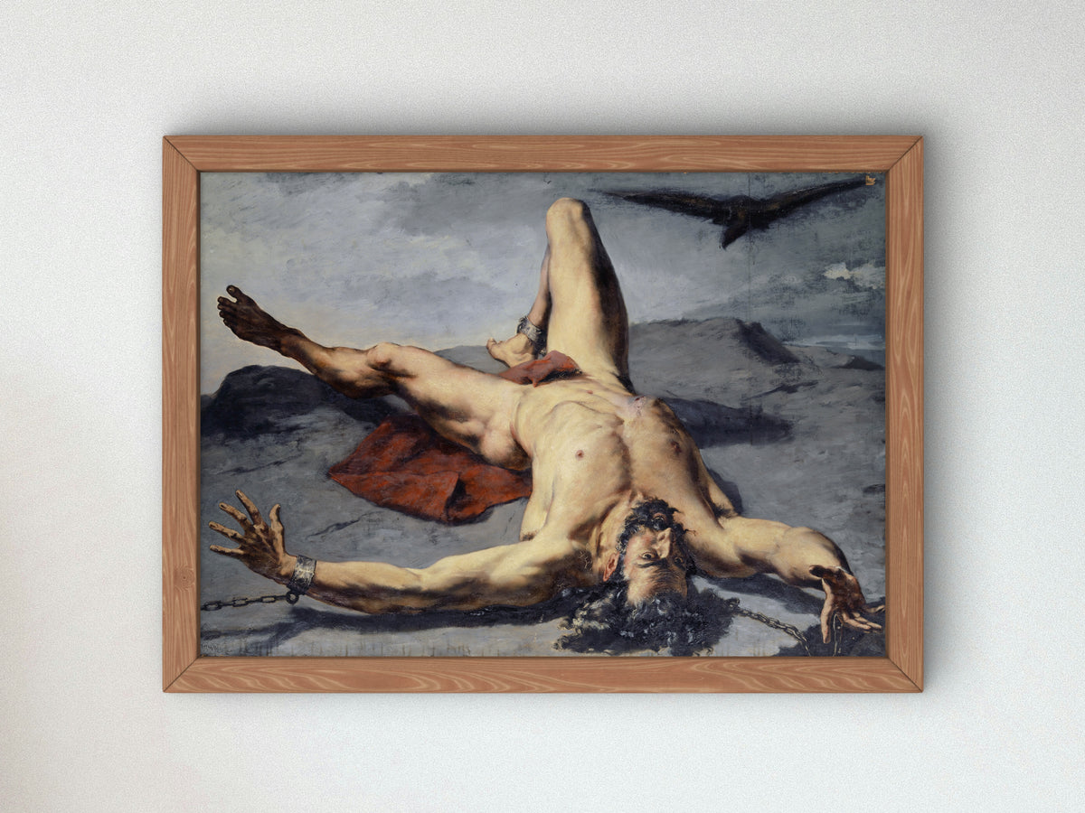 Prometheus Forged on a Rock by Frank Buchser 1855, Wall Art Print, Fine Art Reproduction, Museum Quality Decor, Poster