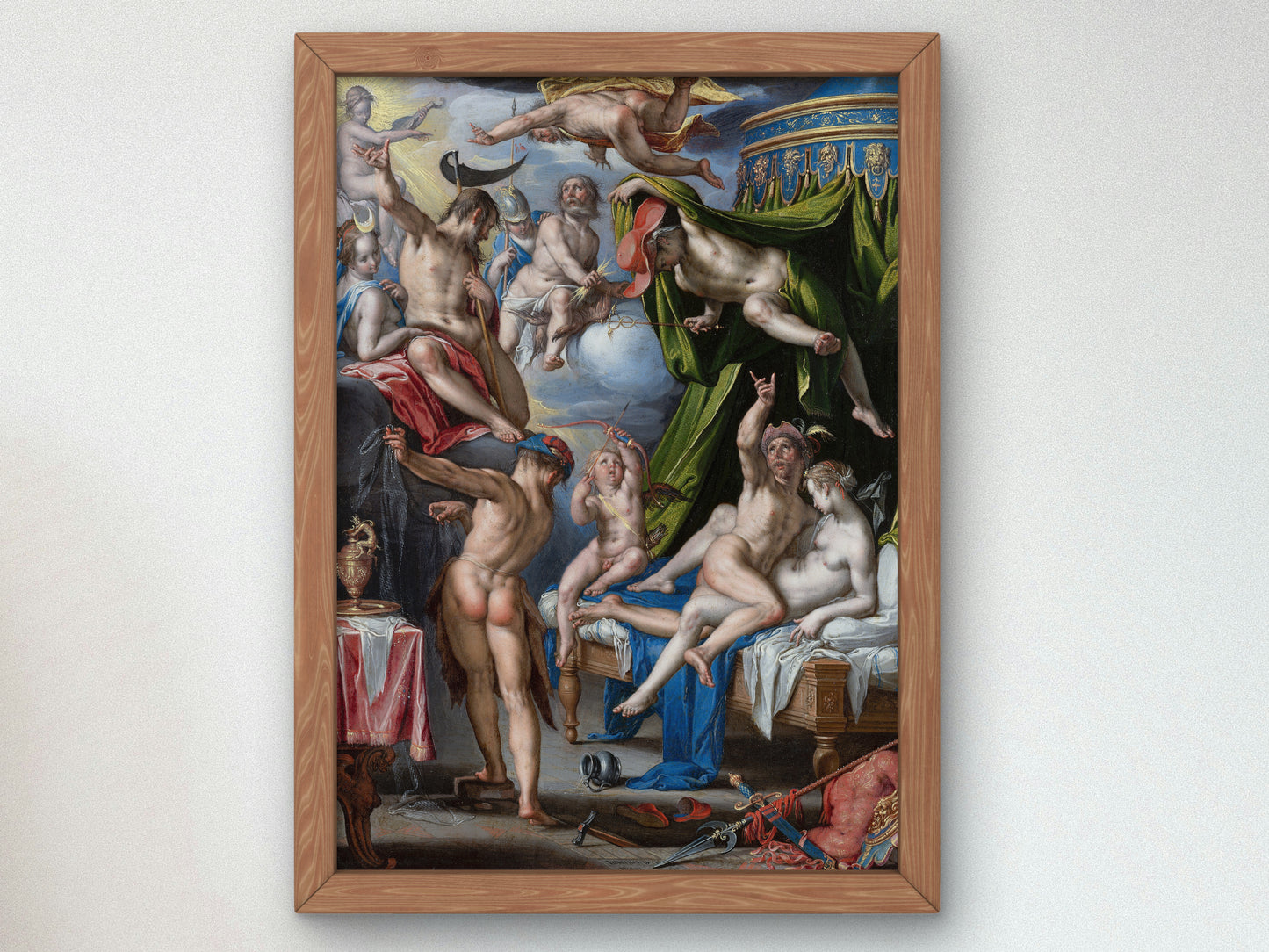 Mars and Venus Surprised by Vulcan by Joachim Wtewael 1601, Wall Art Print, Fine Art Reproduction, Museum Quality Decor, Poster