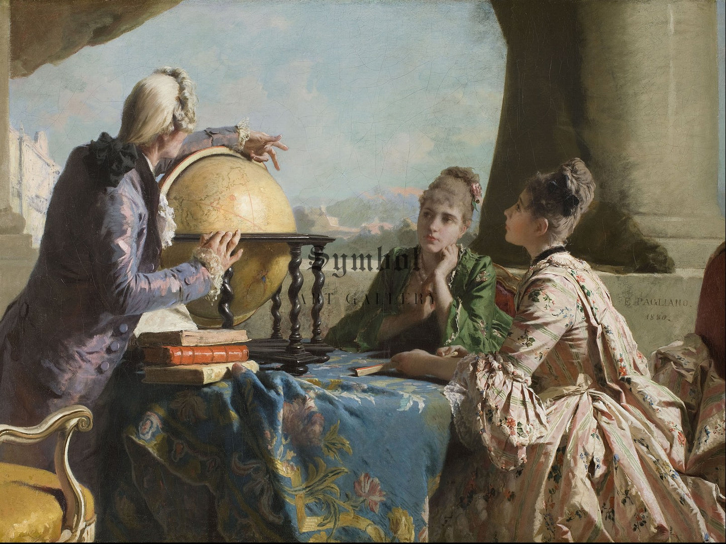 The Geography Lesson by Eleuterio Pagliano 1880, Wall Art Print, Fine Art Reproduction, Museum Quality Decor, Poster