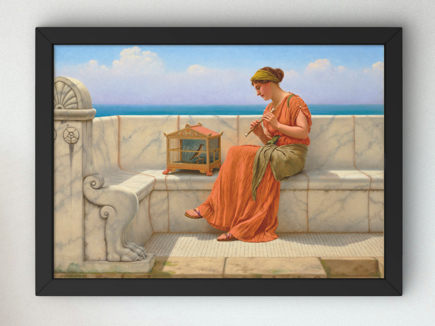 Songs without Words by John William Godward 1918, Wall Art Print, Fine Art Reproduction, Museum Quality Decor, Poster