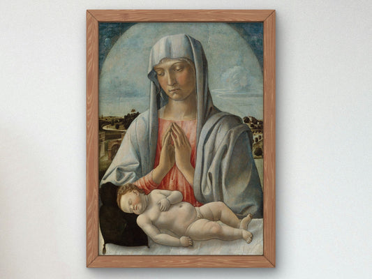 Madonna Adoring the Sleeping Child by Giovanni Bellini 1460, Wall Art Print, Fine Art Reproduction, Museum Quality Decor, Poster