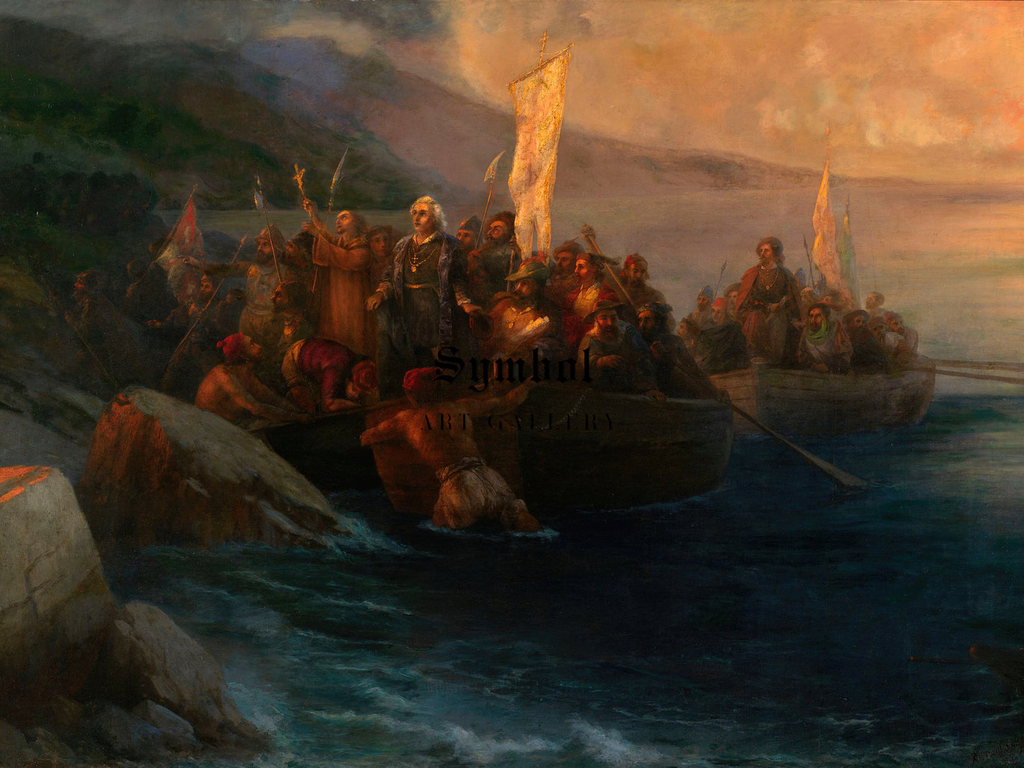The Disembarkation of Christopher Columbus by Ivan Konstantinovich Aivazovsky 1892, Wall Art Print, Fine Art Reproduction, Museum Quality