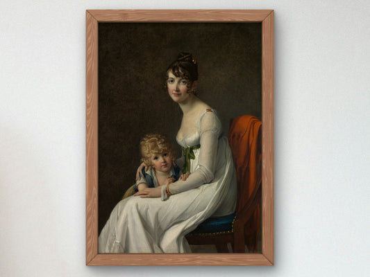 Portrait of a Woman and Her Son by François Marius Granet 1817, Wall Art Print, Fine Art Reproduction, Museum Quality Decor, Poster