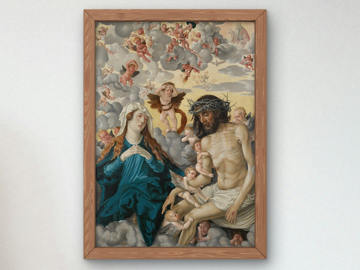 The Man of Sorrows Lamented by Mary and Angels by Hans Baldung 1513, Wall Art Print, Fine Art Reproduction, Museum Quality Decor, Poster