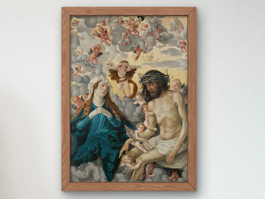 The Man of Sorrows Lamented by Mary and Angels by Hans Baldung 1513, Wall Art Print, Fine Art Reproduction, Museum Quality Decor, Poster