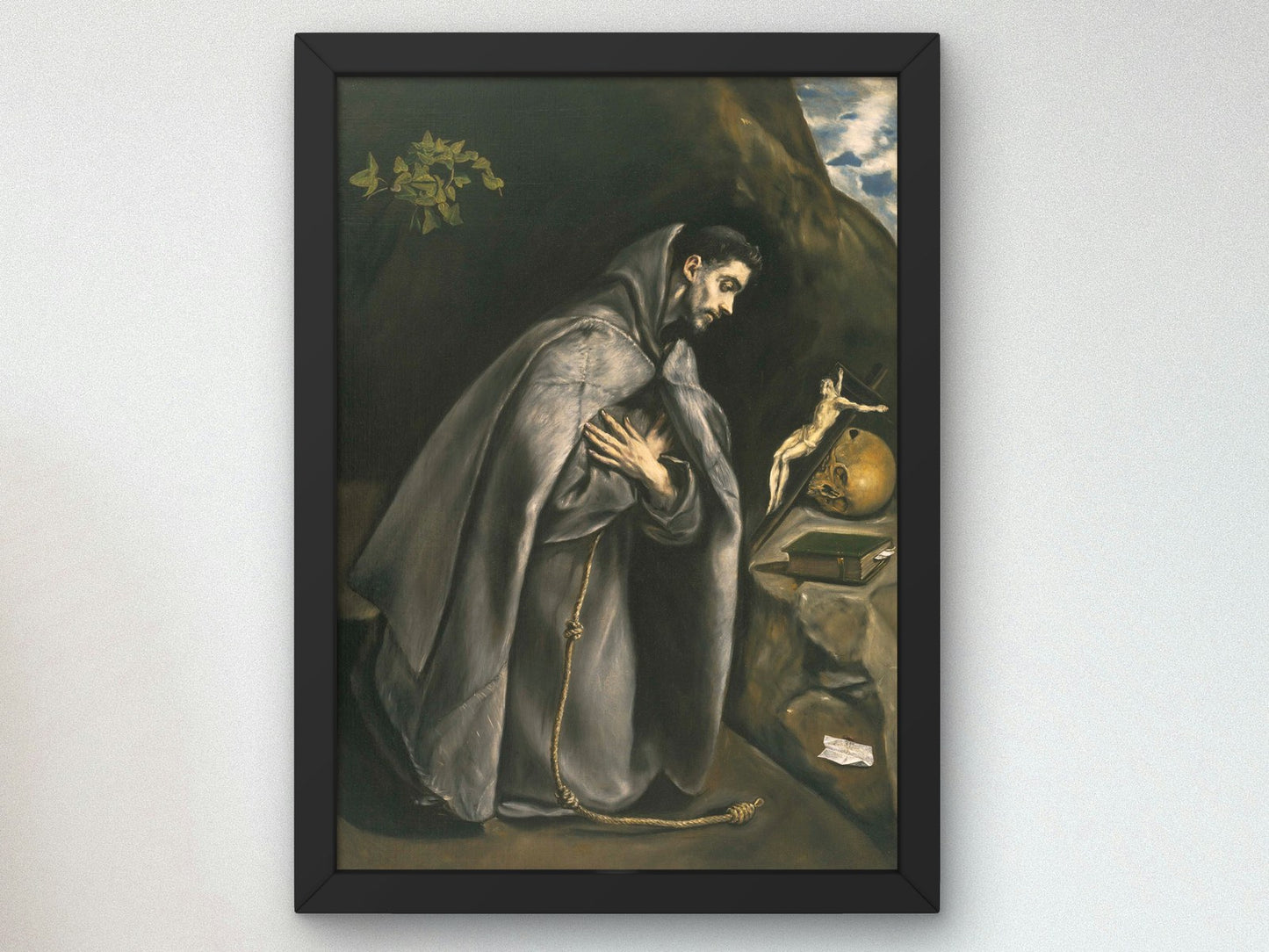 Saint Francis Venerating the Crucifix by El Greco 1595, Wall Art Print, Fine Art Reproduction, Museum Quality Decor, Poster