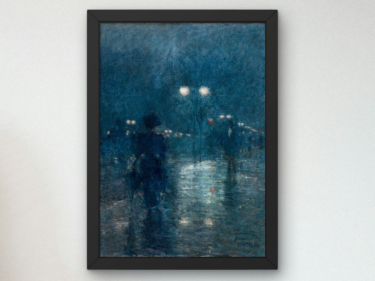 Fifth Avenue Nocturne by Childe Hassam 1895, Wall Art Print, Fine Art Reproduction, Museum Quality Decor, Poster
