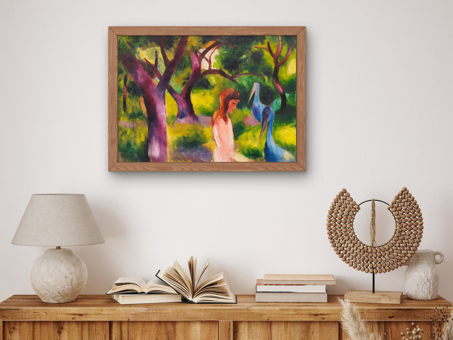 Girl with Blue Birds by August Macke 1914, Wall Art Print, Fine Art Reproduction, Museum Quality Decor, Poster
