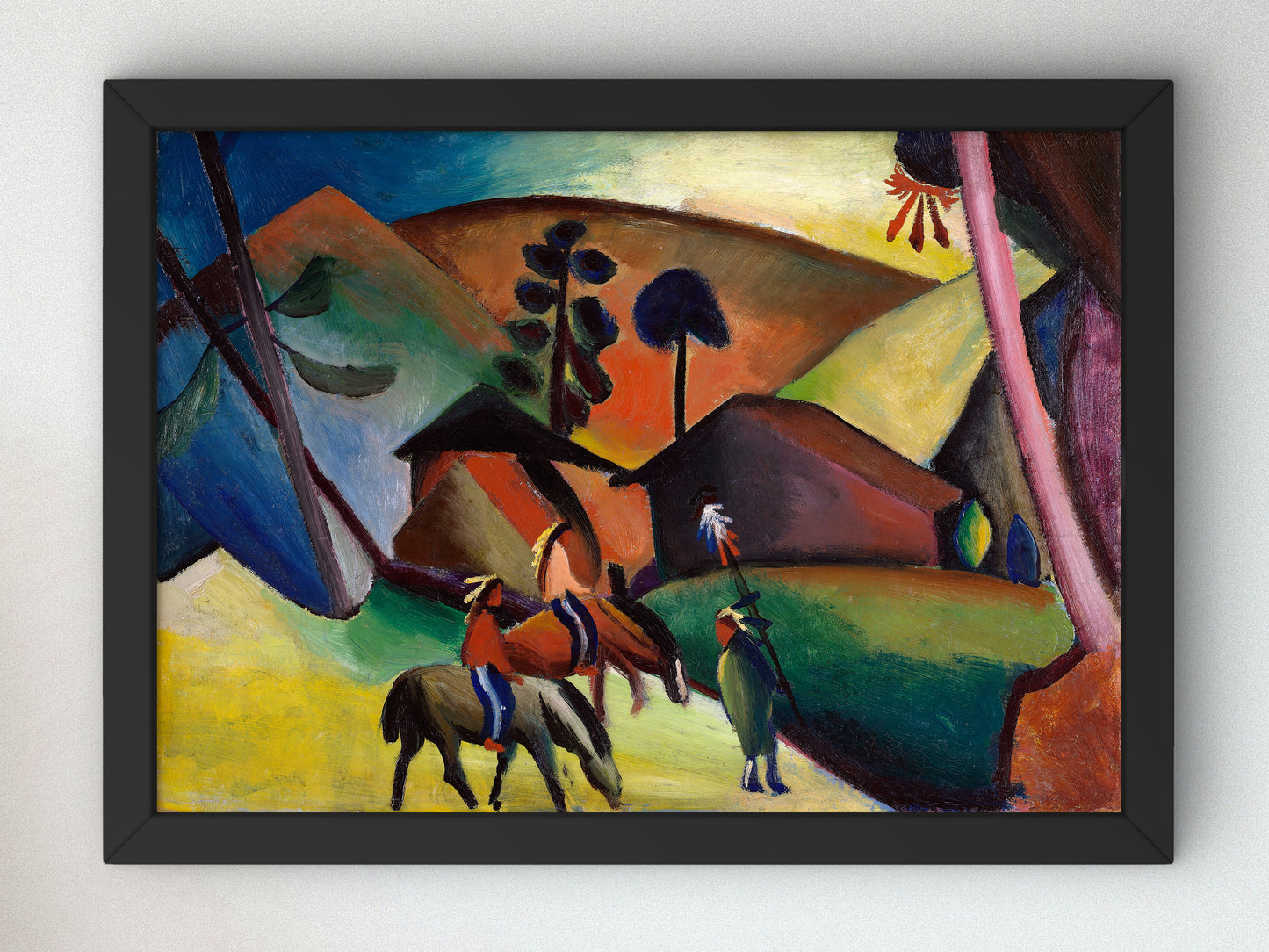 Indians on Horses by August Macke 1911, Wall Art Print, Fine Art Reproduction, Museum Quality Decor, Poster