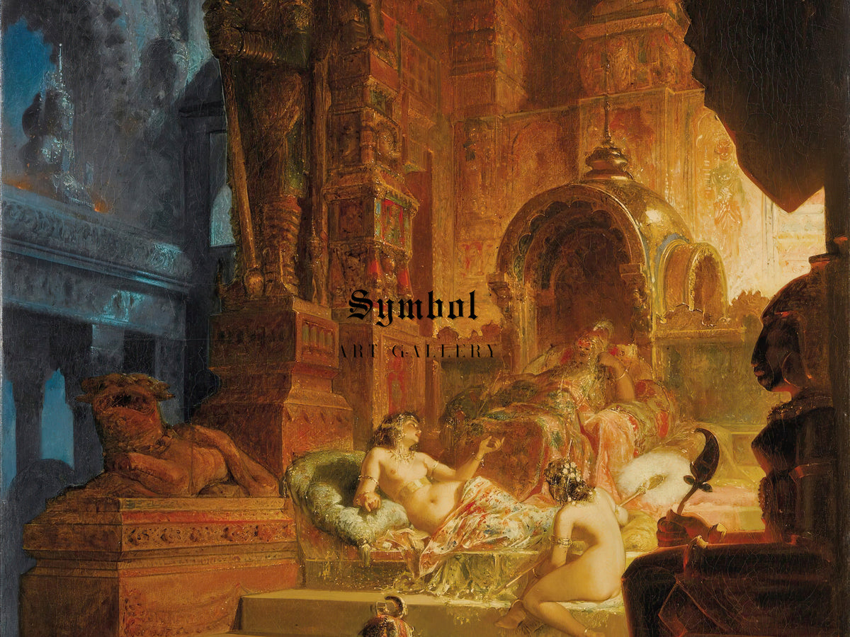 Scheherazade and the Sultan by Alfred Choubrac 1878, Wall Art Print, Fine Art Reproduction, Museum Quality Decor, Poster