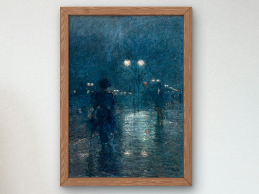 Fifth Avenue Nocturne by Childe Hassam 1895, Wall Art Print, Fine Art Reproduction, Museum Quality Decor, Poster