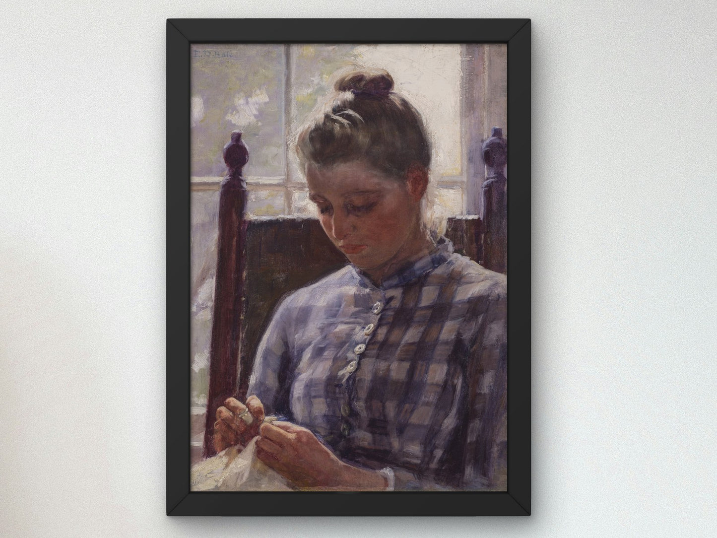 Young Woman Reading by a Window by June Ellen Day 1893, Wall Art Print, Fine Art Reproduction, Museum Quality Decor, Poster