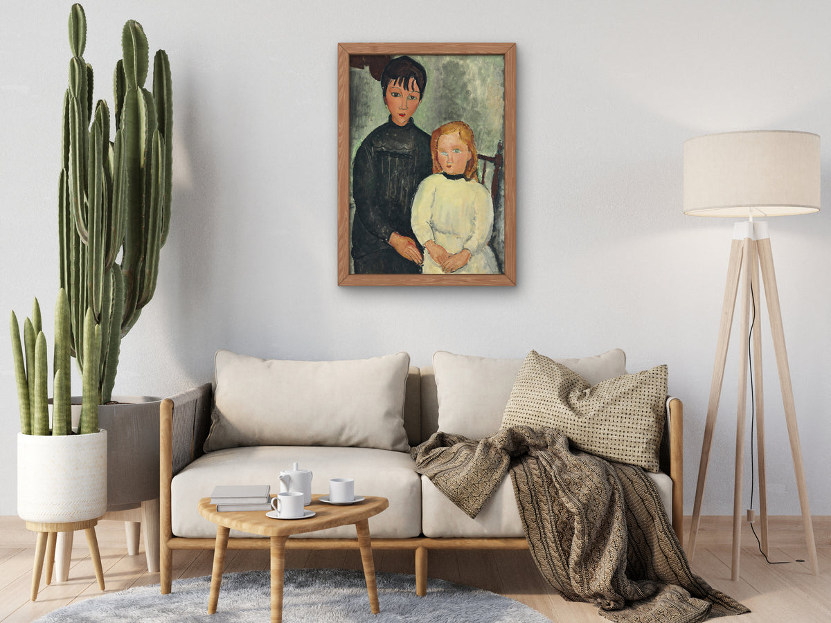 The Two Girls by Amedeo Modigliani 1918, Wall Art Print, Fine Art Reproduction, Museum Quality Decor, Poster