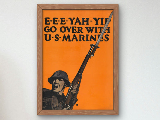 Eee Yah Yip Go Over with U.S. Marines by Charles Buckles Falls 1917, Wall Art Print, Fine Art Reproduction, Museum Quality Decor, Poster