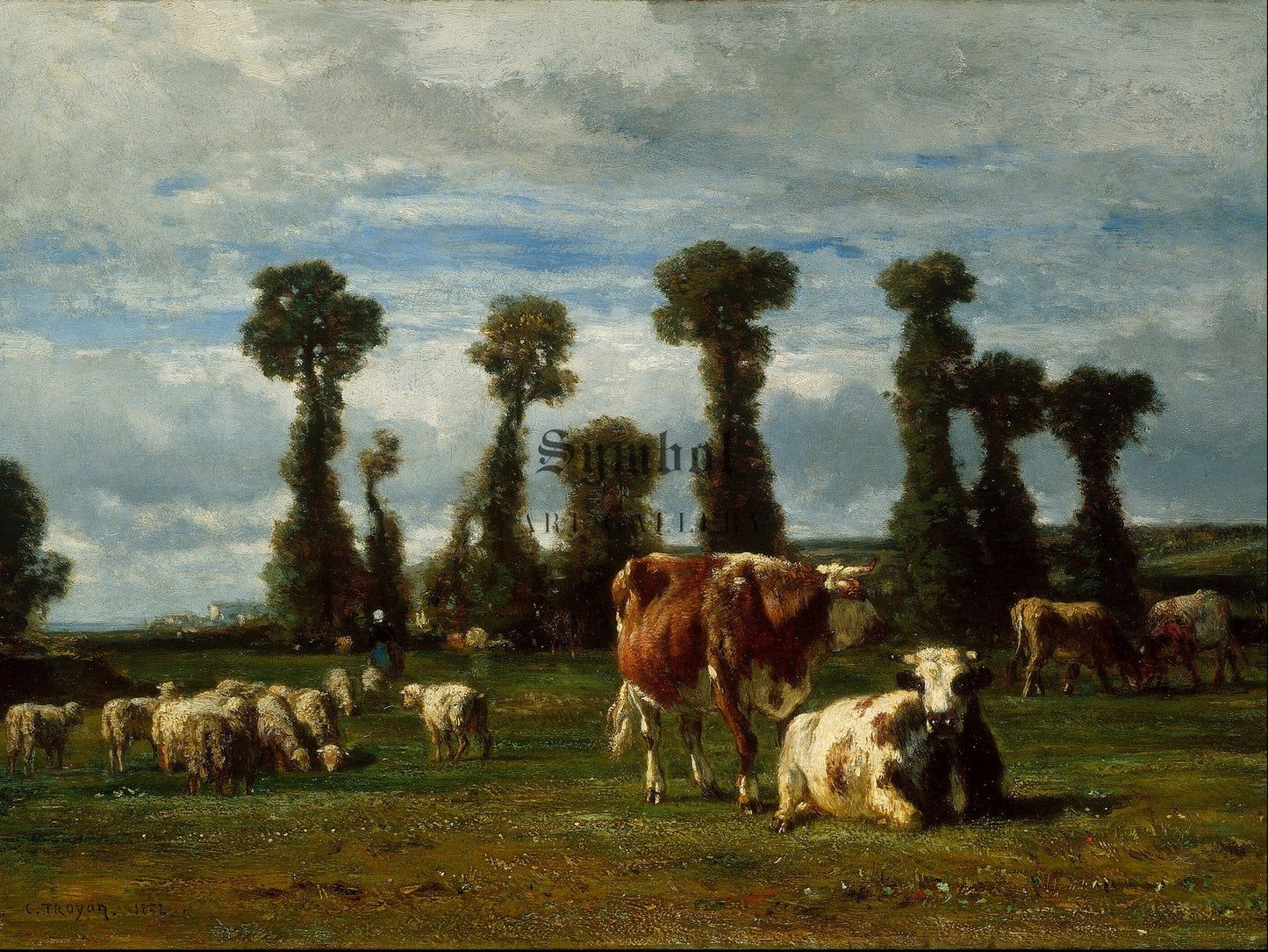 Pasture in Normandy by Constant Troyon 1852, Wall Art Print, Fine Art Reproduction, Museum Quality Decor, Poster