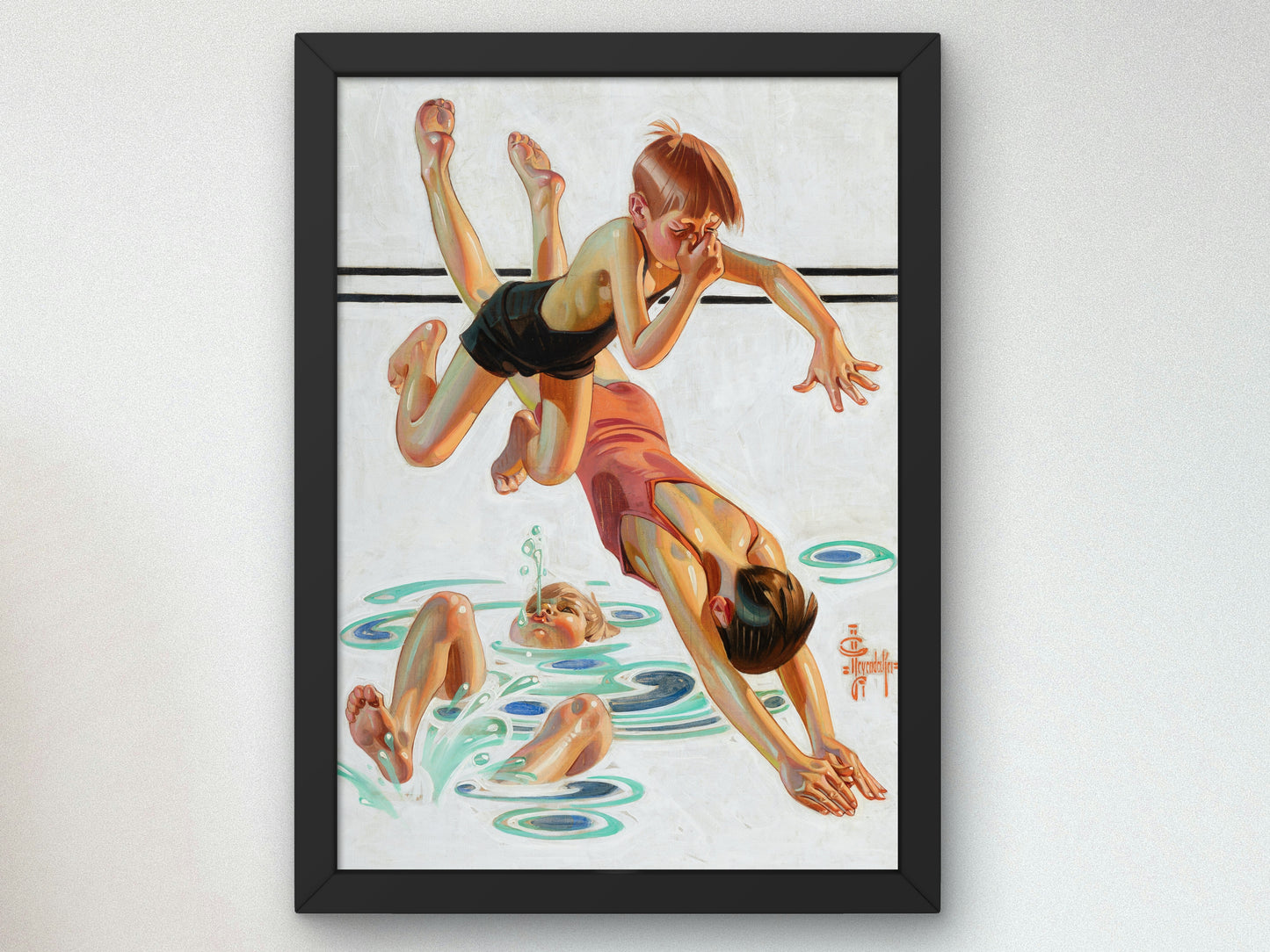 Diving In by Joseph Christian Leyendecker 1935, Wall Art Print, Fine Art Reproduction, Museum Quality Decor, Poster